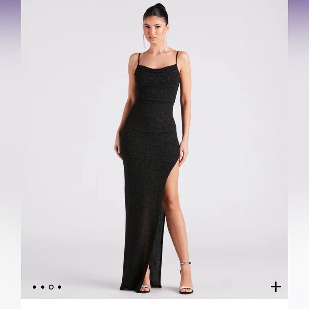 Black high slit glitter dress